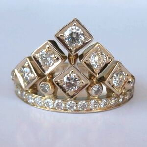 H Stern 18K Gold Diamonds King Ring "King And Queen Collection" Size 6.5